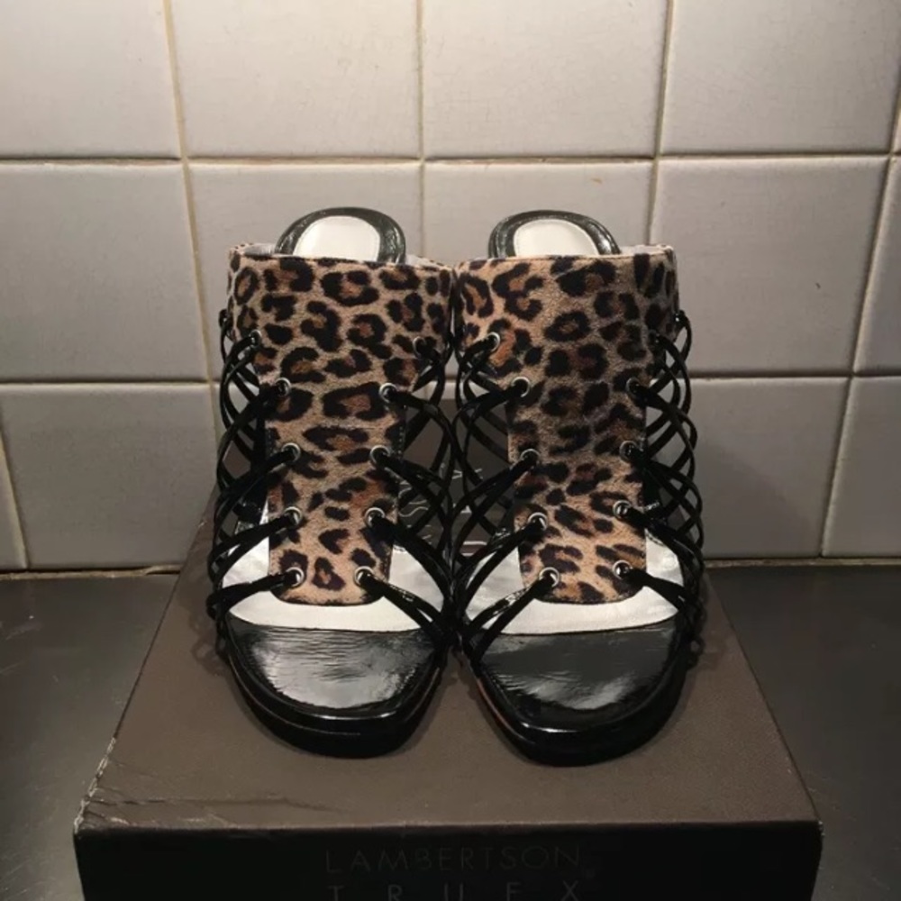 Lambertson Truex Patent Leather and Suede Heels.